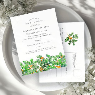 55th Birthday Holly December Birth Month Flower\ Invitation Postcard