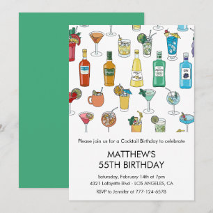 55th birthday invitations Cocktail Contemporary
