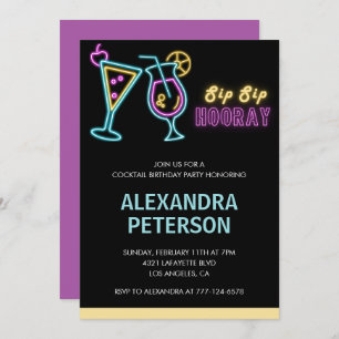 55th birthday invitations Cocktail Neon Glow