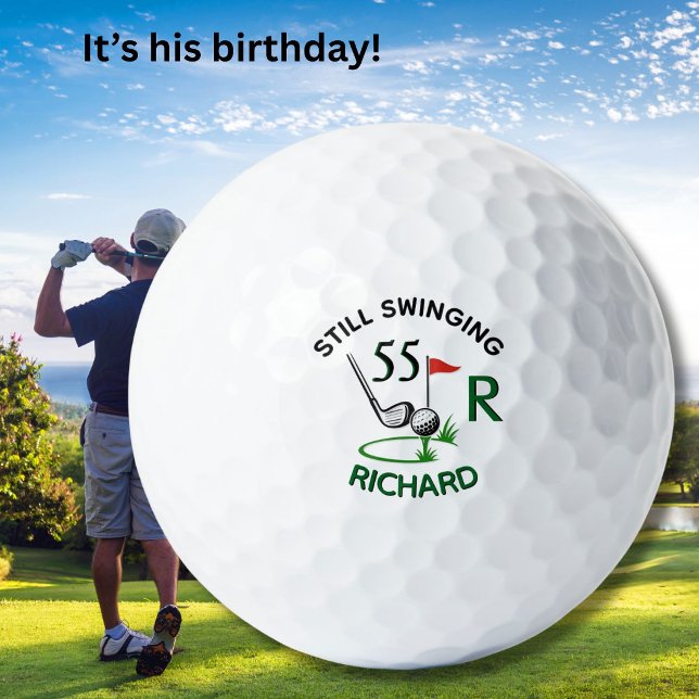 55th Birthday Men's Monogram Name Golf Balls (Creator Uploaded)