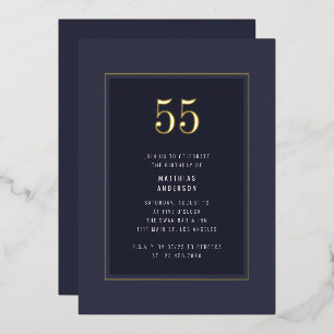 55th Birthday Minimal Elegant Dark Gold Frame