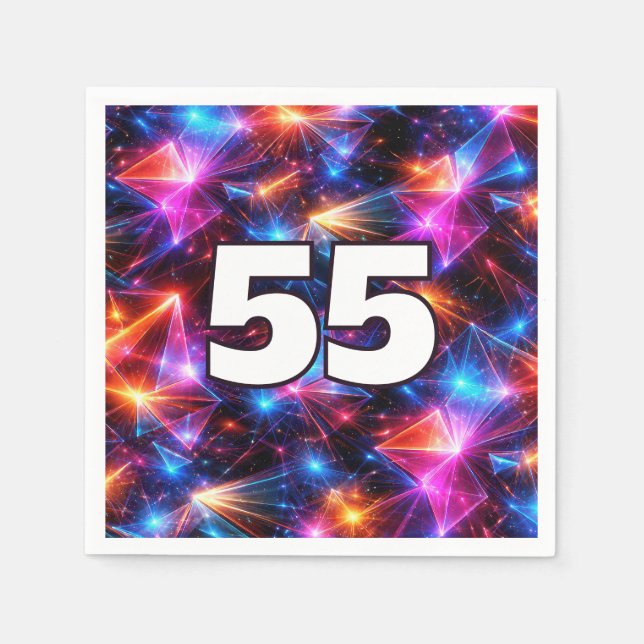 55th Birthday Neon Polygon Abstract  Napkin (Front)