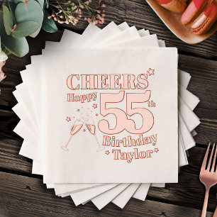 55th Birthday party cheers champagne glasses Foil Napkins
