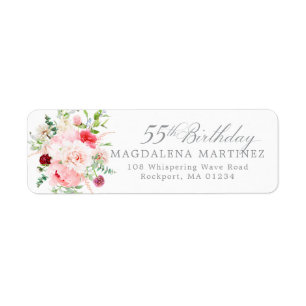 55th Birthday Party Floral Return Address Label
