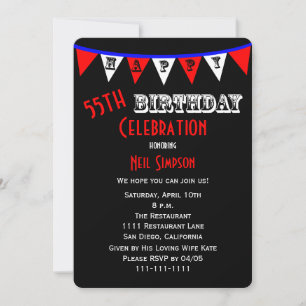 55th Birthday Party Invitation Bunting