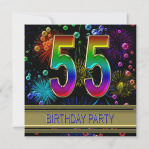55th Birthday party Invitation with bubbles