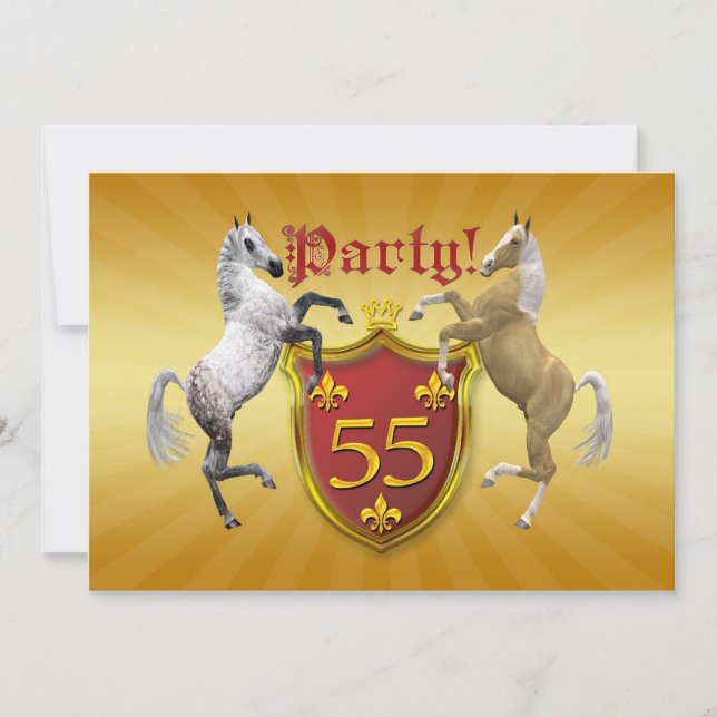 55th Birthday party invitation with coat of arms (Front)