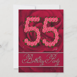 55th birthday party invitation with roses