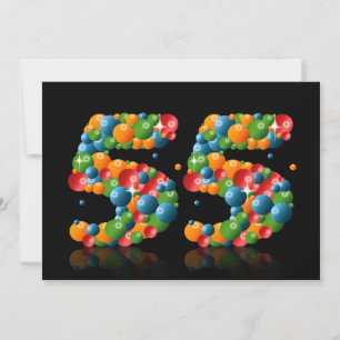 55th Birthday party, with bubbles and balls Invitation