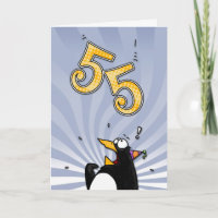 55th Birthday - Penguin Surprise Card