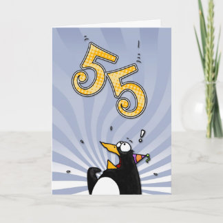 55th Birthday - Penguin Surprise Card