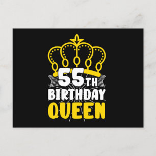 55th Birthday Queen Crown Round Birthday Postcard