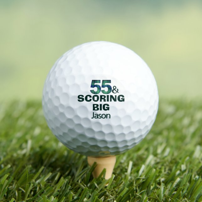 55th Birthday Scoring Big Custom Cool Gift Golf Balls (Insitu Tee)