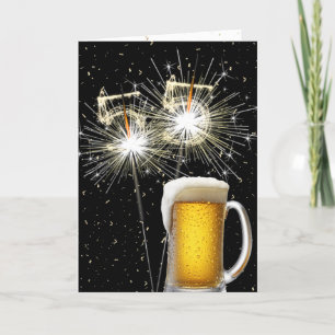 55th Birthday Sparklers With Beer Mug Card