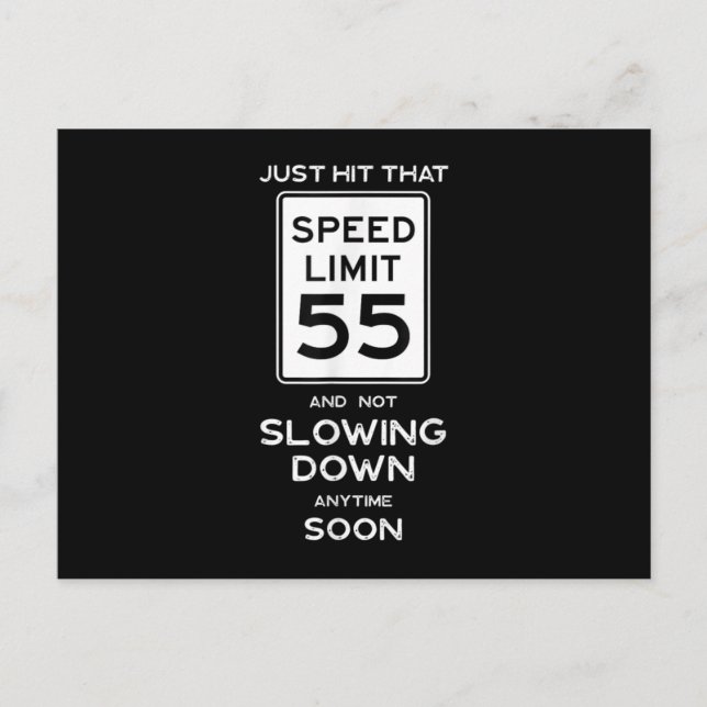 55th Birthday Speed Limit Sign Auto Mechanic Car Announcement Postcard (Front)