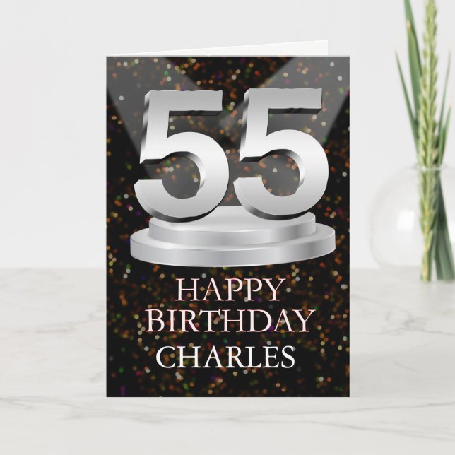 55th Birthday Spotlights Add A Name Card (Front)