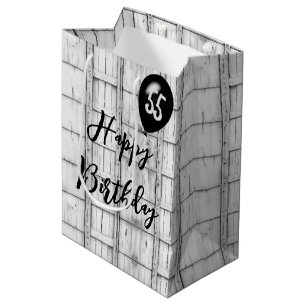 55th Birthday Symmetrical Rustic Wood Pattern Medium Gift Bag