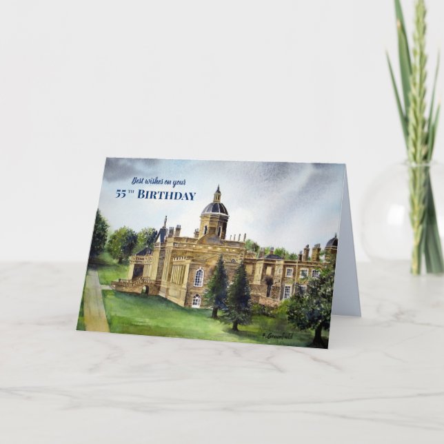 55th Birthday Wishes Castle Howard York Painting Card (Front)