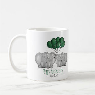 55th Emeral Wedding Anniversary cute elephant Coffee Mug