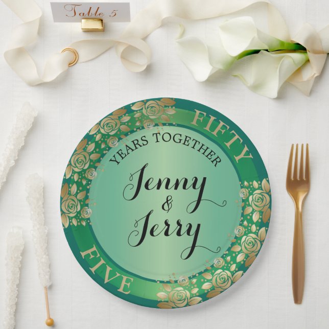 55th Emerald Anniversary Paper Plate (Wedding)