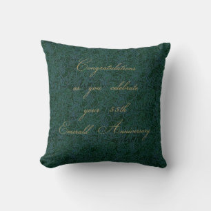 55th Emerald Anniversary Throw Pillow