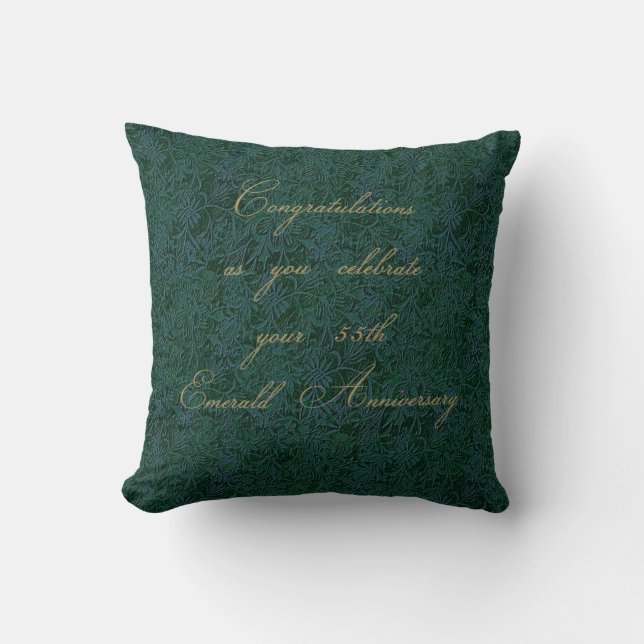 55th Emerald Anniversary Throw Pillow (Front)