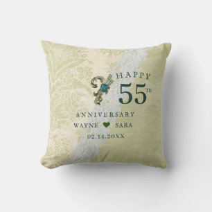 55th Emerald Jewel Wedding Anniversary Cushion