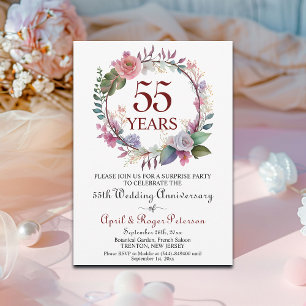 55th Emerald Surprise Wedding Anniversary Floral Invitation