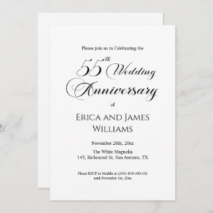 55th Emerald Wedding Anniversary Elegant Script Invitation