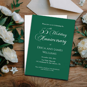 55th Emerald Wedding Anniversary Elegant Script Invitation