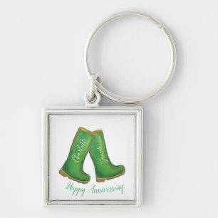 55th emerald wedding anniversary green welly boot key ring