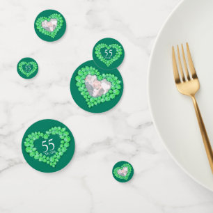 55th emerald wedding anniversary heart and photo confetti