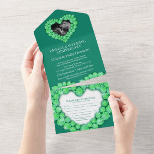 55th emerald wedding anniversary photo green all in one invitation