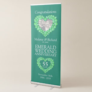 55th Emerald wedding anniversary photo heart Retractable Banner
