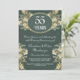 55th Emerald Wedding Anniversary Rich Floral Invitation