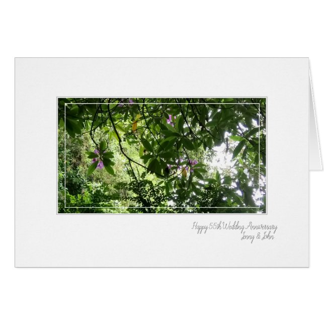 55th Emerald Wedding Anniversary woodland card (Front Horizontal)