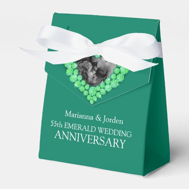 55th Emerald wedding heart photo green Favour Box (Front Side)