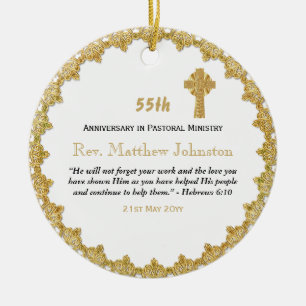 55th Ordination Anniversary Personalised Scripture Ceramic Tree Decoration