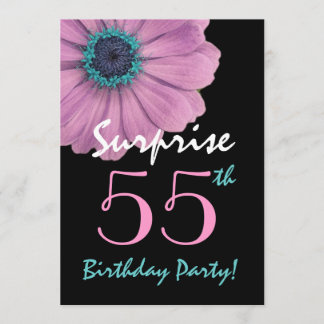 55th Surprise Birthday Pretty Pink Daisy Invitation