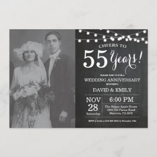 55th Wedding Anniversary Chalkboard Photo Invitation