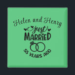 55th Wedding Anniversary Custom Names Emerald Magnet<br><div class="desc">Commemorate your fifty-fifth wedding anniversary with this emerald green background,  custom magnet. Personalise the names in black text to your own or the couple celebrating this milestone. Great idea for a party favour too!</div>