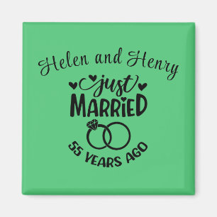 55th Wedding Anniversary Custom Names Emerald Magnet