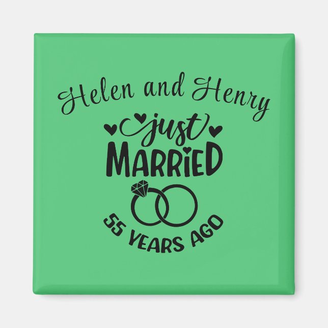 55th Wedding Anniversary Custom Names Emerald Magnet (Front)