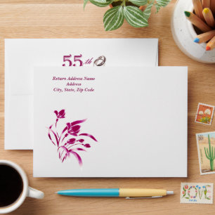 55th Wedding Anniversary Elegant Floral Custom Envelope