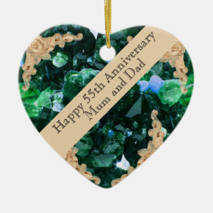 55th Wedding Anniversary Emerald  Ceramic Tree Decoration
