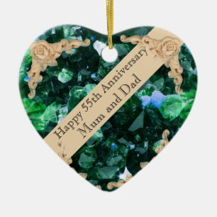 55th Wedding Anniversary Emerald   Ceramic Tree Decoration