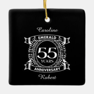 55th wedding anniversary emerald crest ceramic ornament