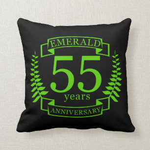 55th Wedding ANNIVERSARY EMERALD Cushion