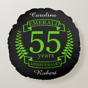 55th Wedding ANNIVERSARY EMERALD Round Cushion