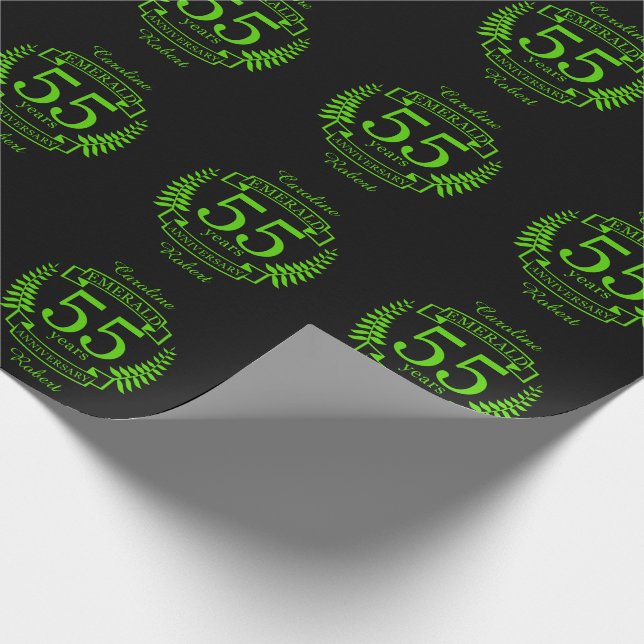 55th Wedding ANNIVERSARY EMERALD Wrapping Paper (Corner)
